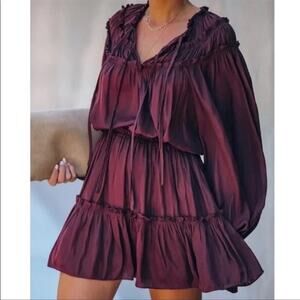 Mustard Seed Purple Long Sleeve Tiered Dress Size S Small NWT